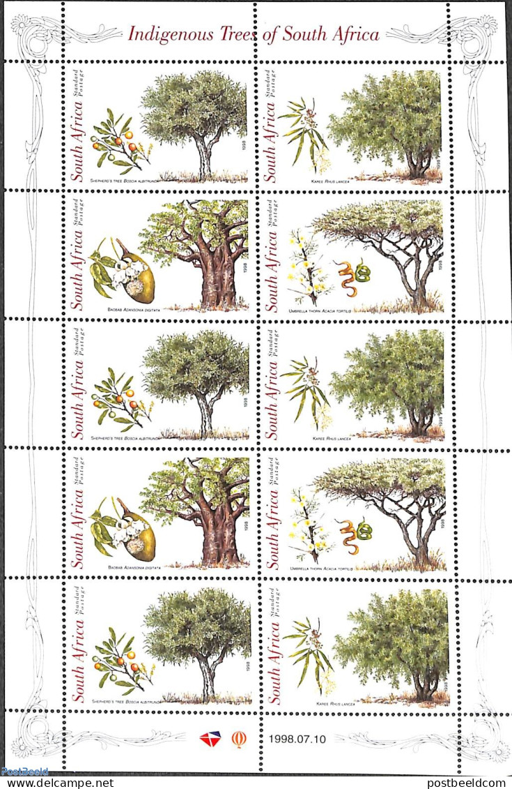South Africa 1998 Trees M/s, Mint NH, Nature - Trees & Forests - Ungebraucht