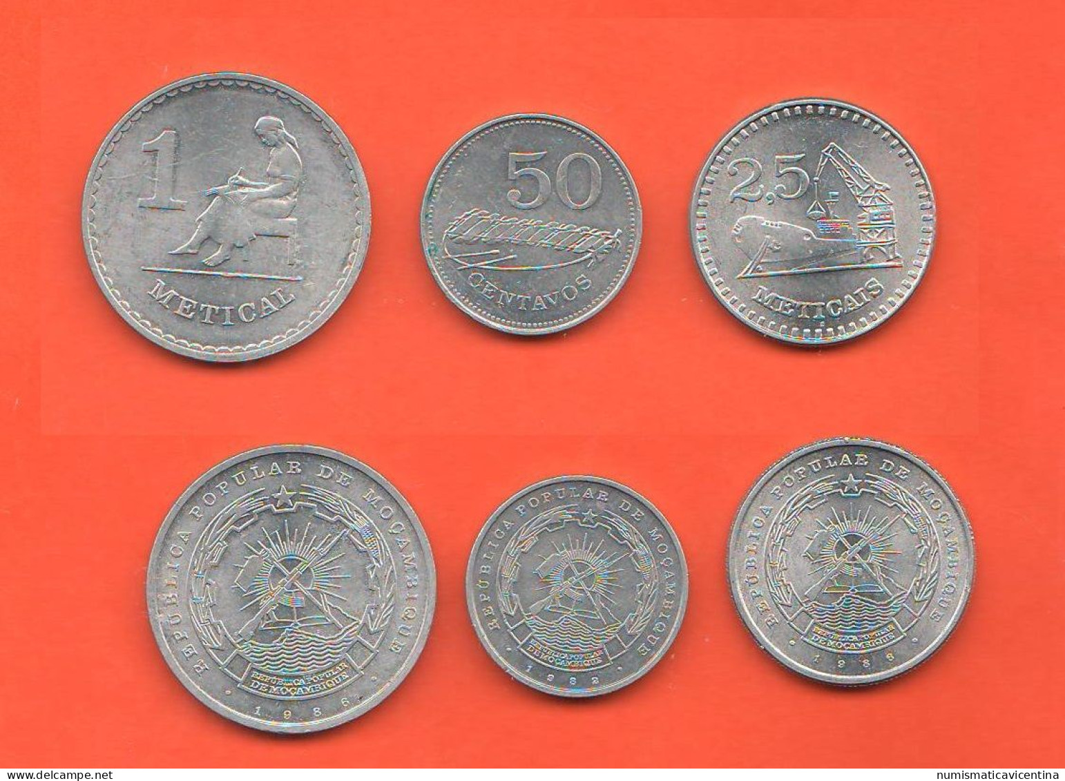 Mozambique 50 Centavos + 1 + 2,5 Meticas Anni '80 African States Aluminum Coin C 8 - Mozambique