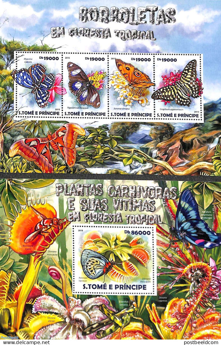 Sao Tome/Principe 2015 Butterflies 2 S/s, Mint NH, Nature - Butterflies - Sao Tome And Principe