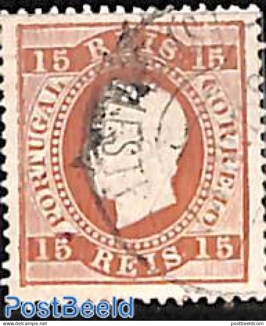 Portugal 1871 15R, Normal Paper, Perf. 13.5, Used, Used Stamps - Gebruikt