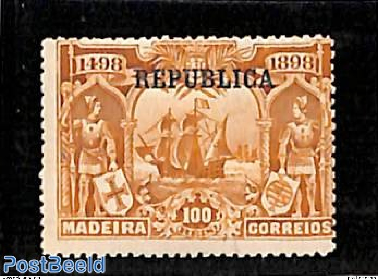 Portugal 1911 100R, Stamp Out Of Set, Mint NH, History - Transport - Explorers - Ships And Boats - Ungebraucht