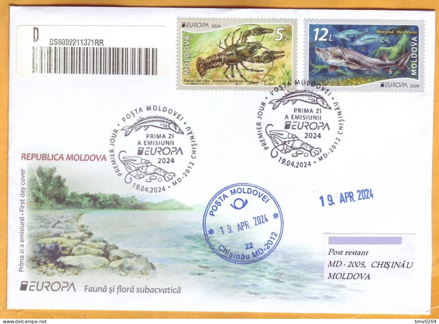 2024 Moldova FDC Europa 2024. Underwater Flora And Fauna. Fish, Beluga, Crayfish - 2024