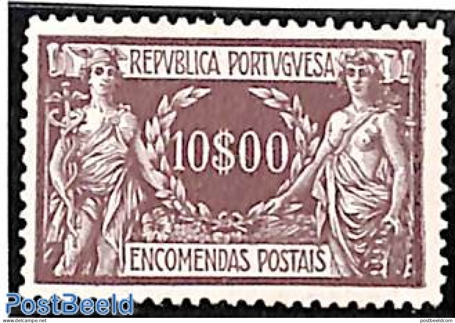 Portugal 1920 Parcel Stamp 10.00, Stamp Out Of Set, Unused (hinged) - Neufs
