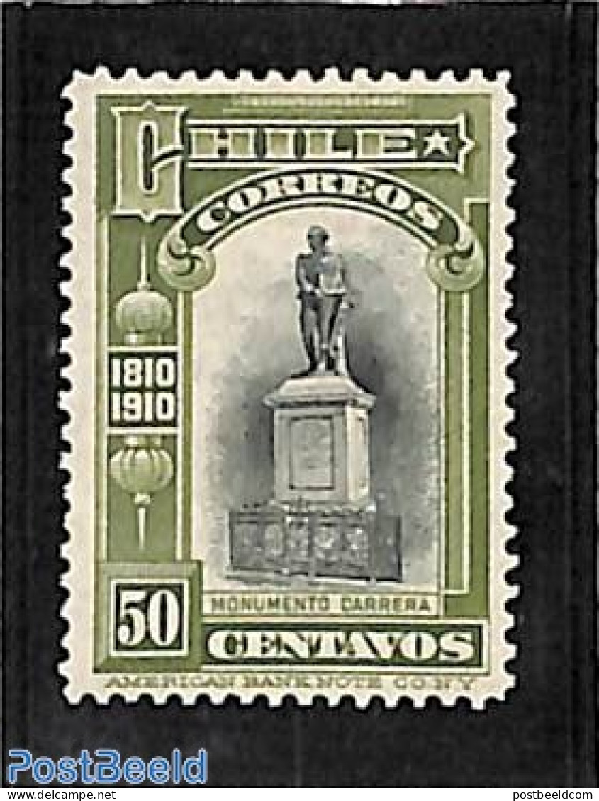 Chile 1910 50c, Stamp Out Of Set, Unused (hinged), Art - Sculpture - Skulpturen