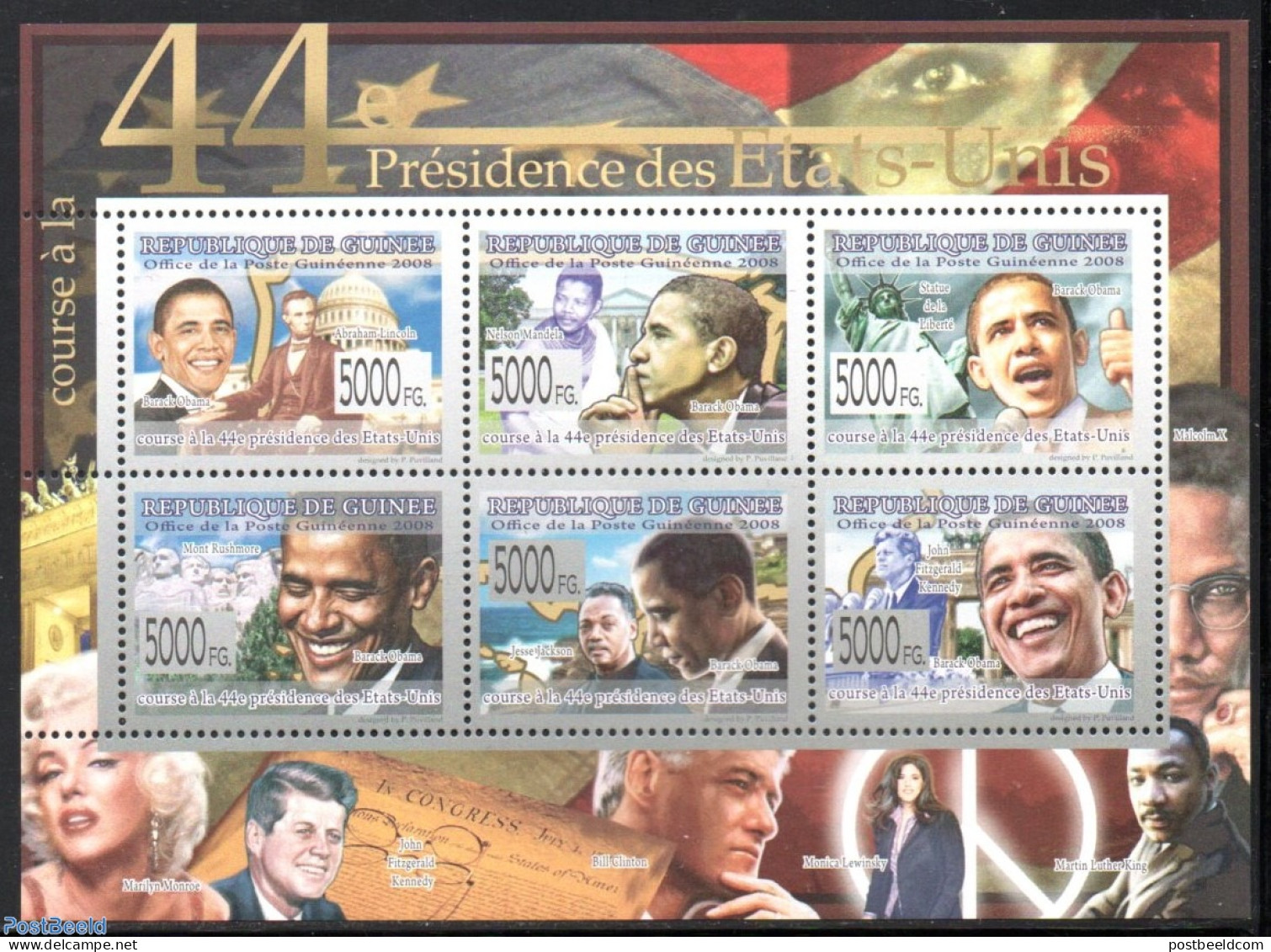 Guinea, Republic 2009 Barack Obama M/s, Mint NH, History - Performance Art - American Presidents - Nobel Prize Winners.. - Nobelprijs