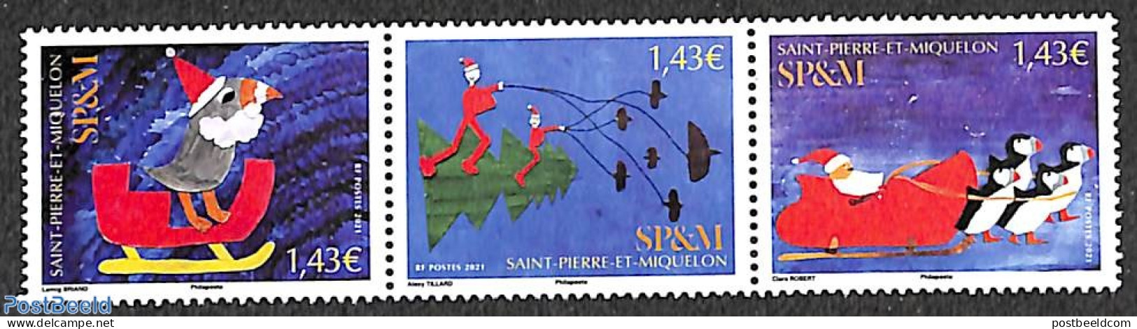 Saint Pierre And Miquelon 2021 Christmas 3v [::], Mint NH, Religion - Christmas - Christmas