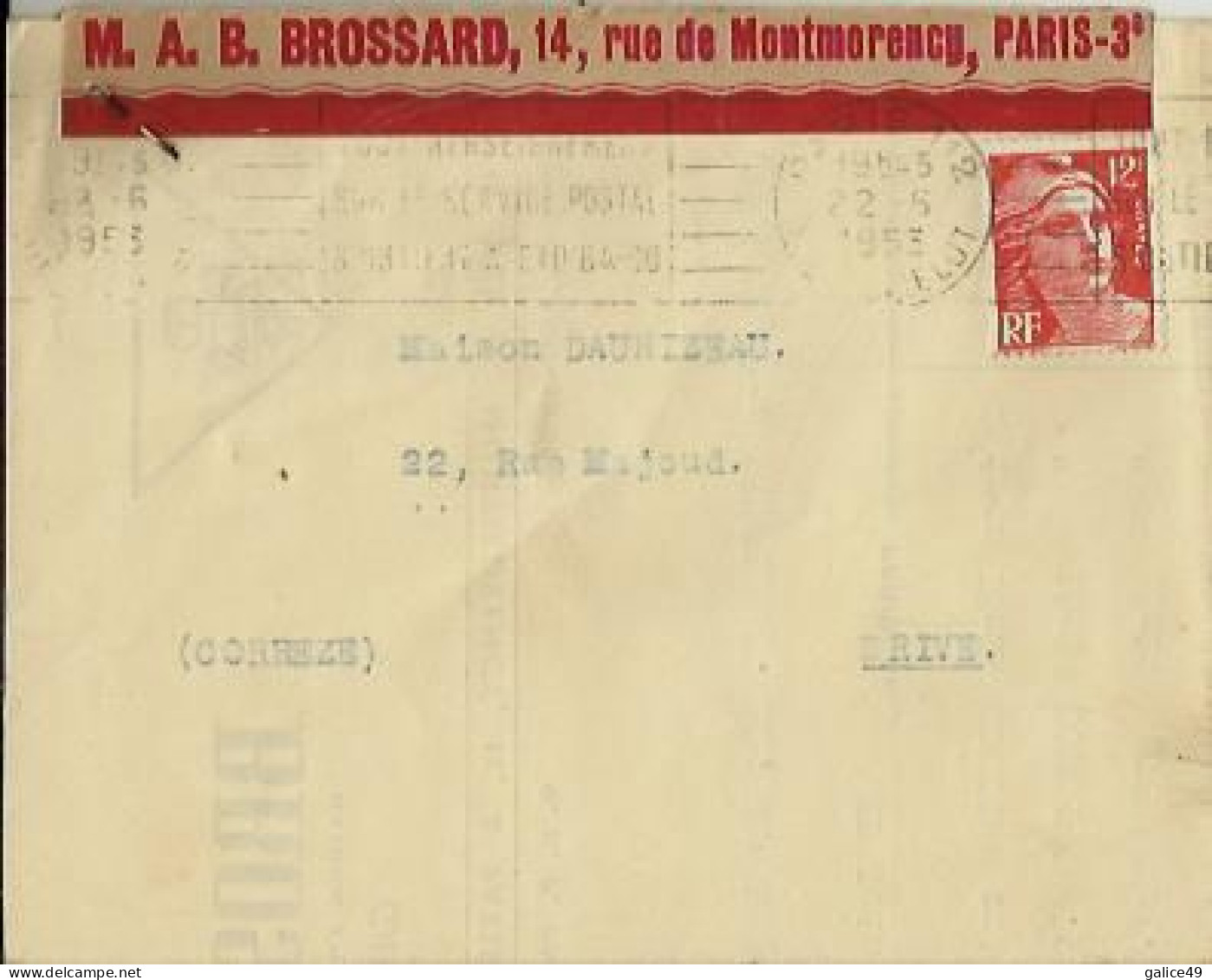 Pli Postal 29 - Brossard - Gainier à Paris - Cachet Du 22 Juin 1953 + Récépissé De Mandat Du 12 Sept 1953. - Andere & Zonder Classificatie