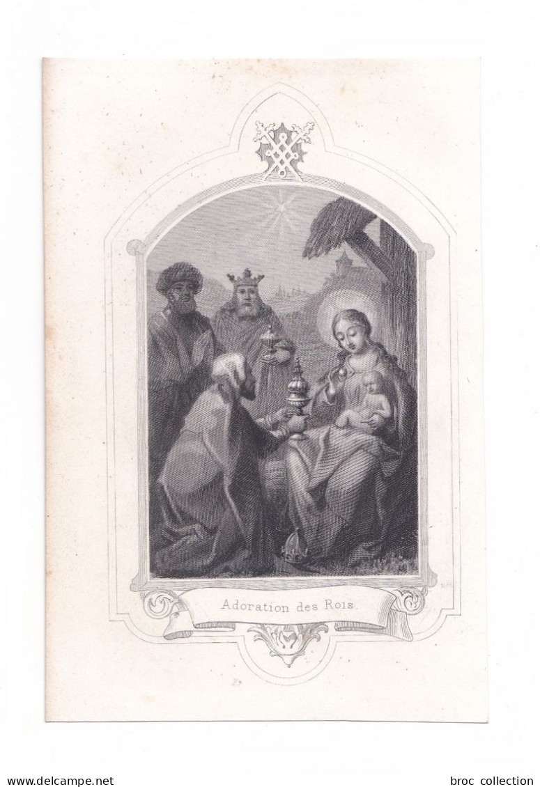 L'Adoration Des Rois, Nativité, Crèche, Rois Mages, Gravure Ancienne, éditeur Non Mentionné - Devotion Images