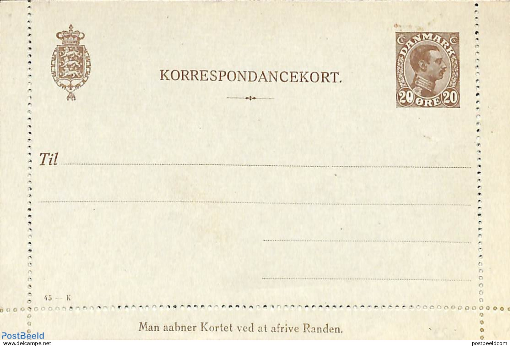 Denmark 1921 Card Letter 20o, Unused Postal Stationary - Covers & Documents