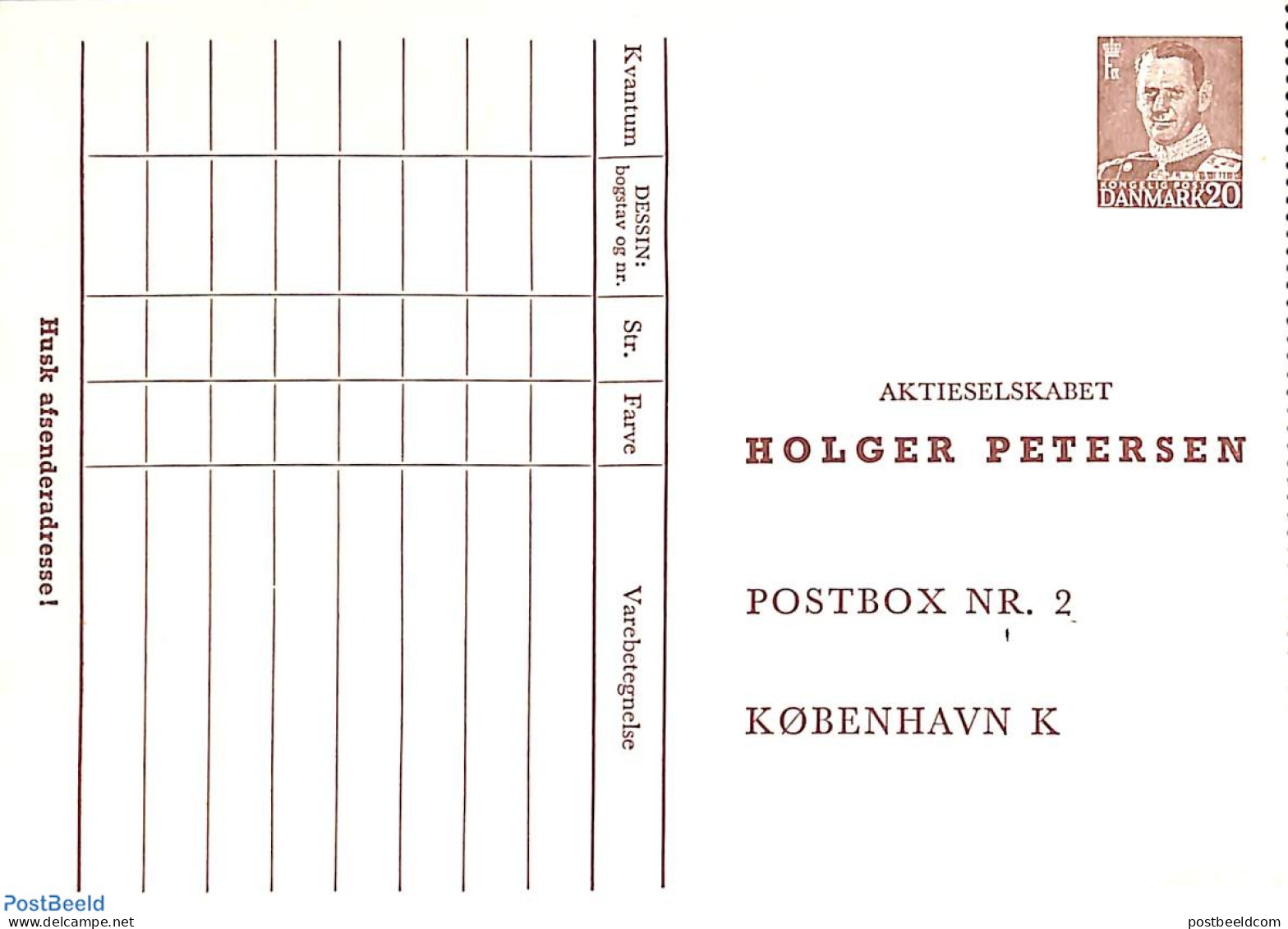 Denmark 1953 Private Postcard Holger Petersen, Unused Postal Stationary - Briefe U. Dokumente