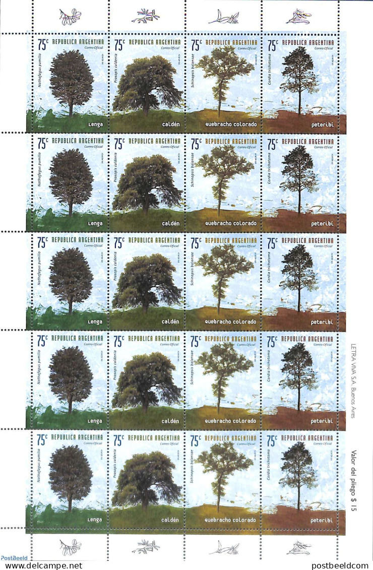 Argentina 1999 Trees M/s (with 5 Sets), Mint NH, Nature - Trees & Forests - Ongebruikt