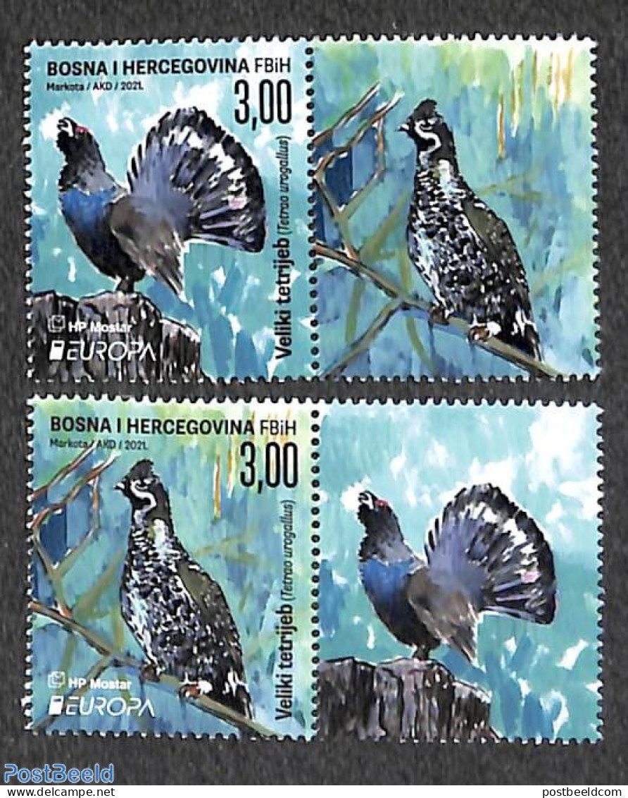 Bosnia Herzegovina - Croatic Adm. 2021 Europa, Birds 2v+tabs, Mint NH, History - Nature - Europa (cept) - Birds - Bosnia Herzegovina