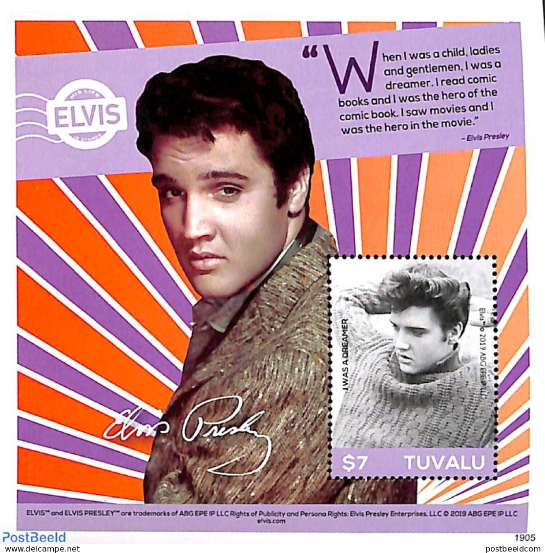 Tuvalu 2019 Elvis Presley S/s, Mint NH, Performance Art - Elvis Presley - Music - Elvis Presley