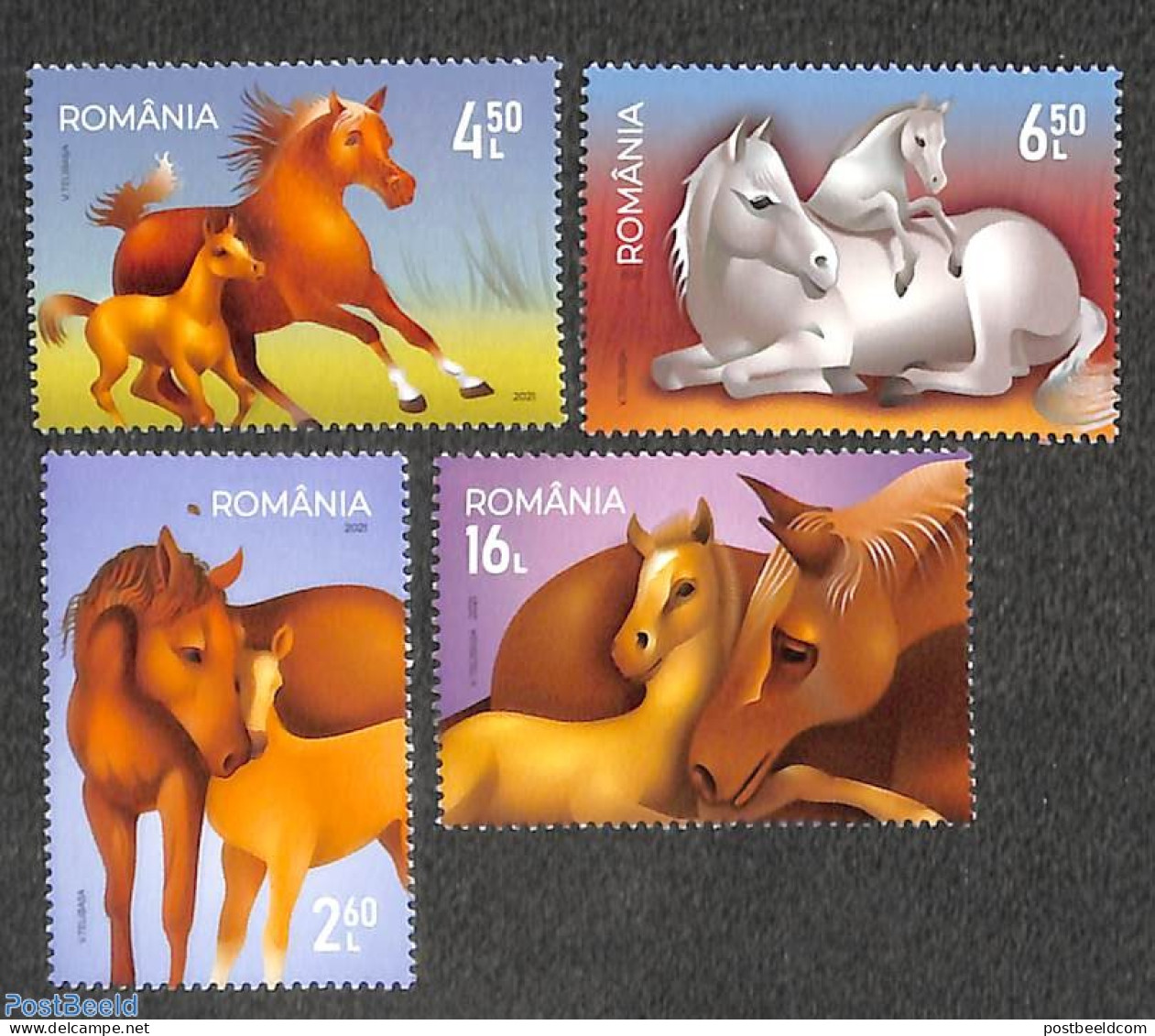 Romania 2021 Horses 4v, Mint NH, Nature - Horses - Ungebraucht