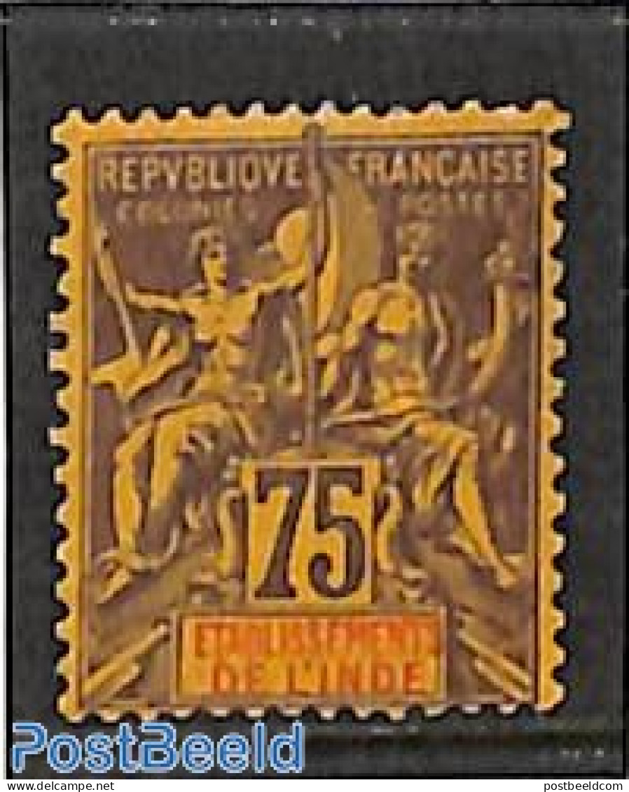French India 1900 75c, Stamp Out Of Set, Unused (hinged) - Unused Stamps