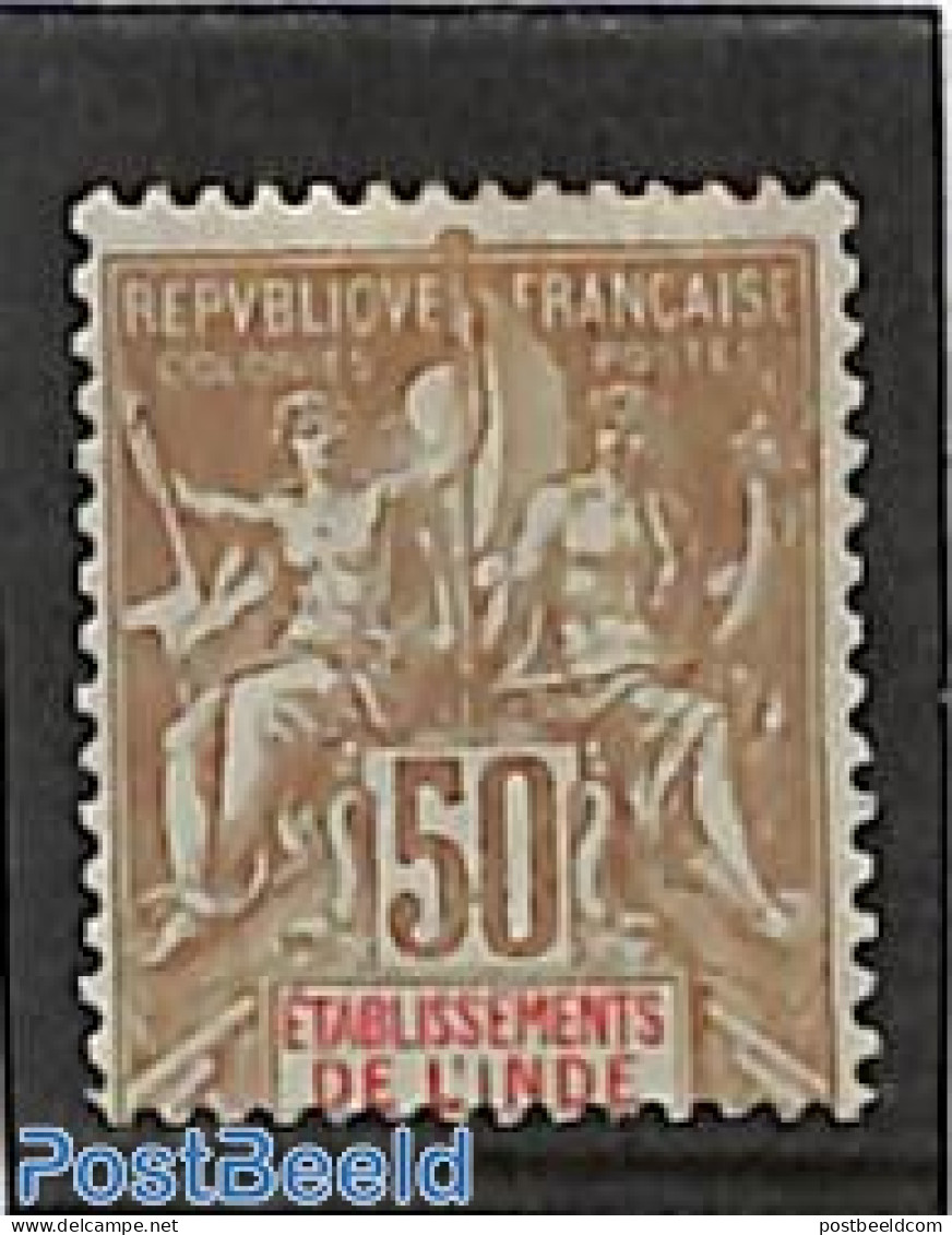 French India 1900 50c, Stamp Out Of Set, Unused (hinged) - Unused Stamps