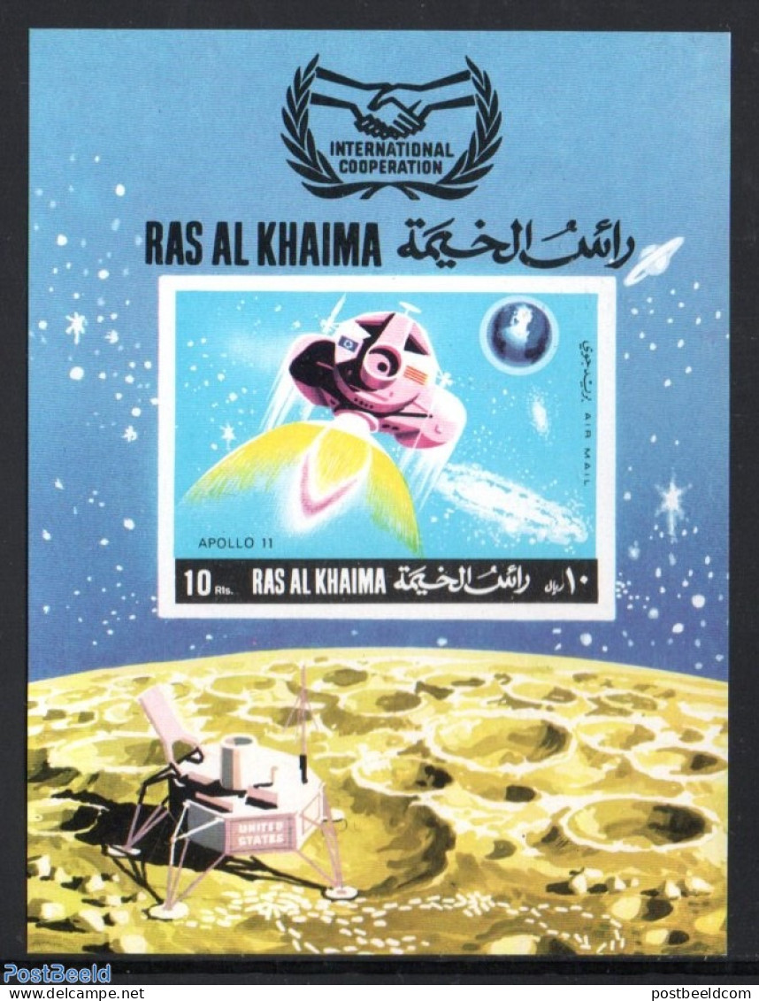 Ras Al-Khaimah 1969 Space Research S/s, Imperforated, Mint NH, Transport - Space Exploration - Ras Al-Khaimah