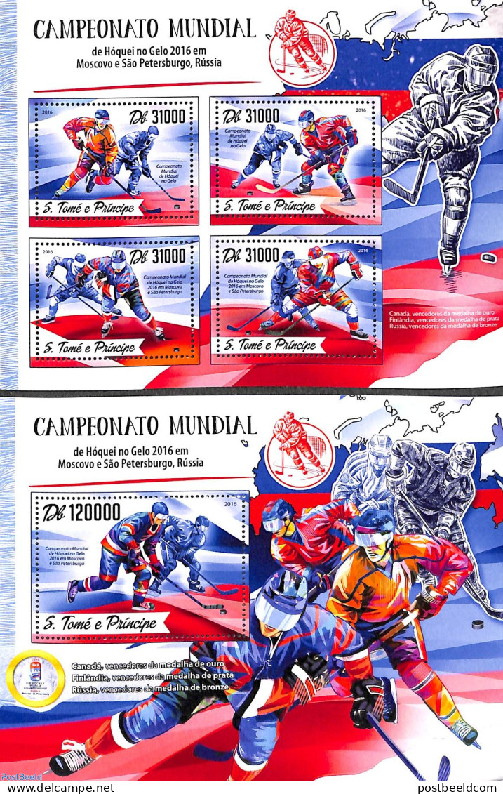 Sao Tome/Principe 2016 Icehockey 2 S/s, Mint NH, Sport - Ice Hockey - Sport (other And Mixed) - Hockey (sur Glace)