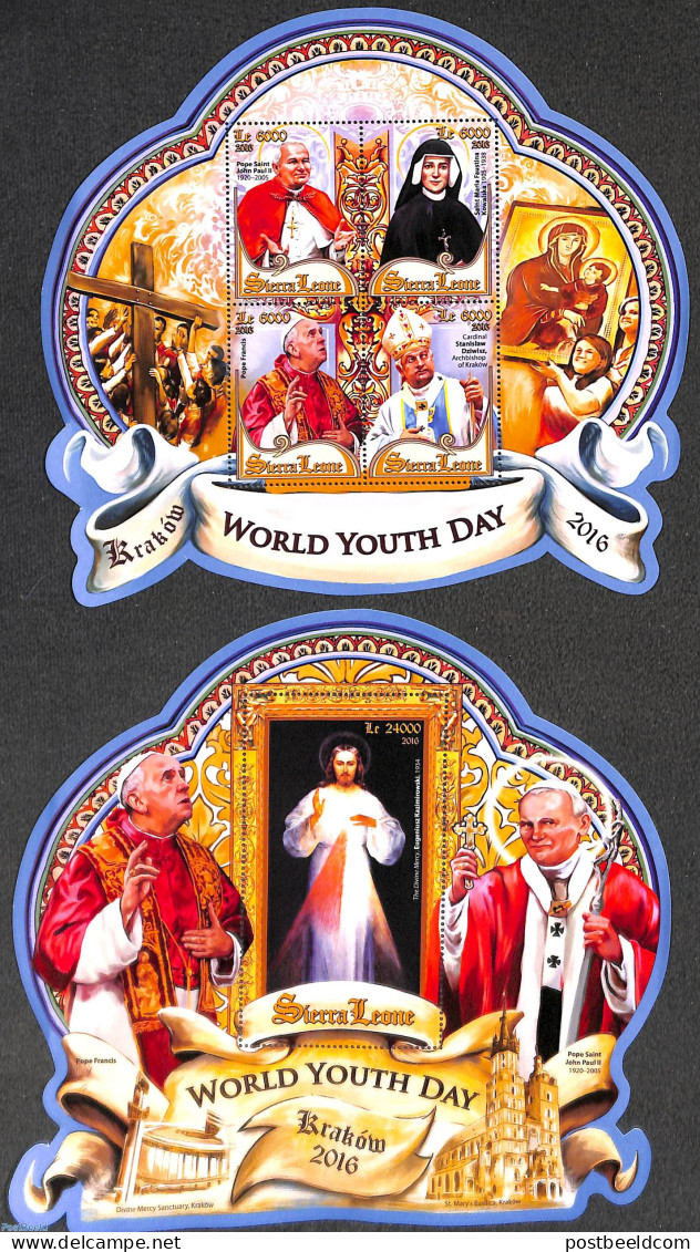 Sao Tome/Principe 2016 World Youth Day 2 S/s, Mint NH, Religion - Pope - Pausen