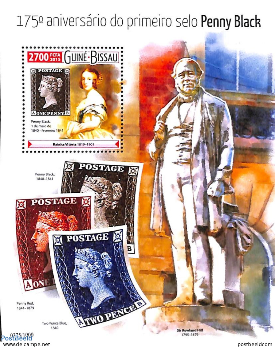 Guinea Bissau 2015 175 Years Penny Black S/s, Mint NH, Sir Rowland Hill - Stamps On Stamps - Rowland Hill