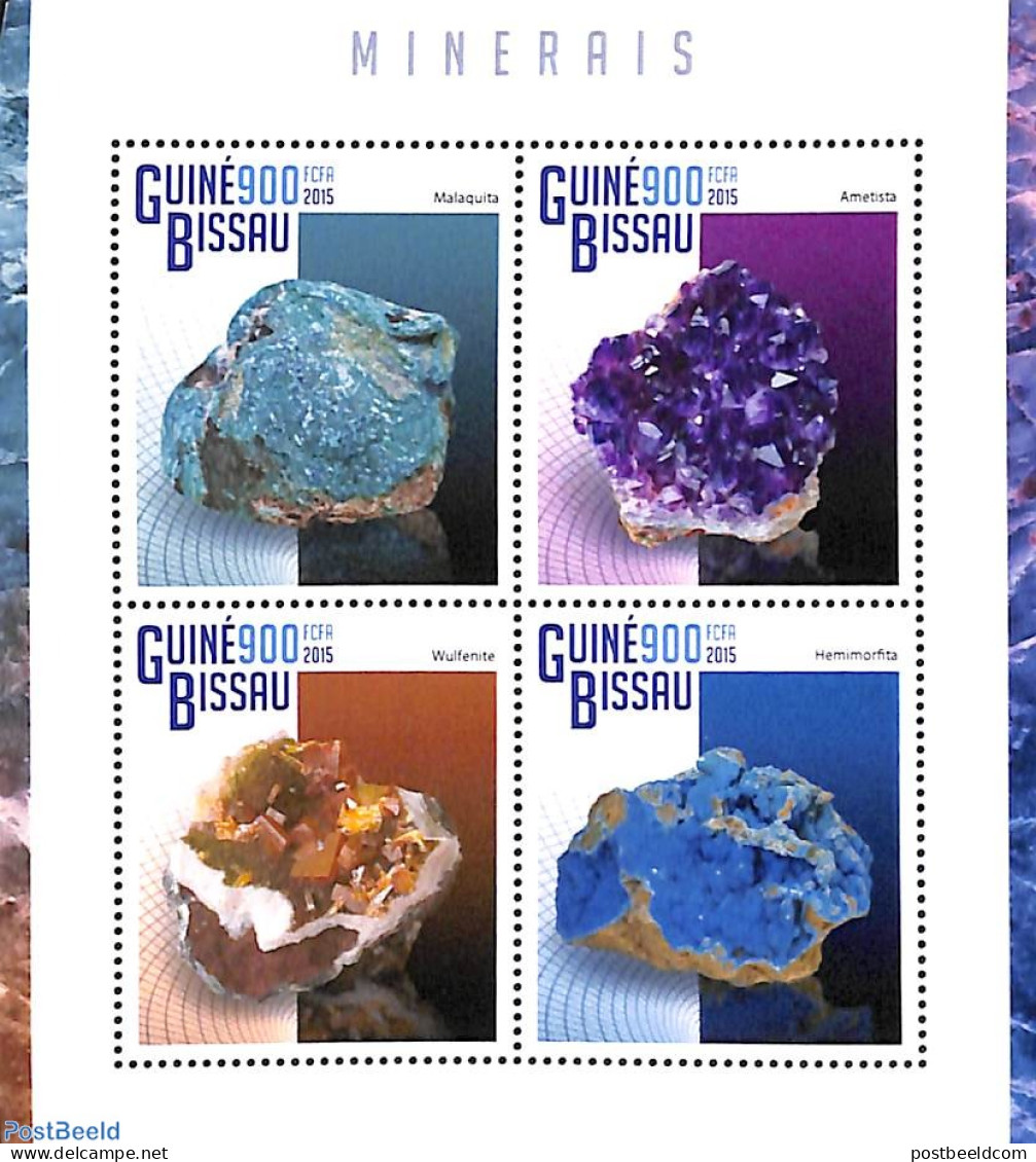 Guinea Bissau 2015 Minerals 4v M/s, Mint NH, History - Geology - Guinea-Bissau