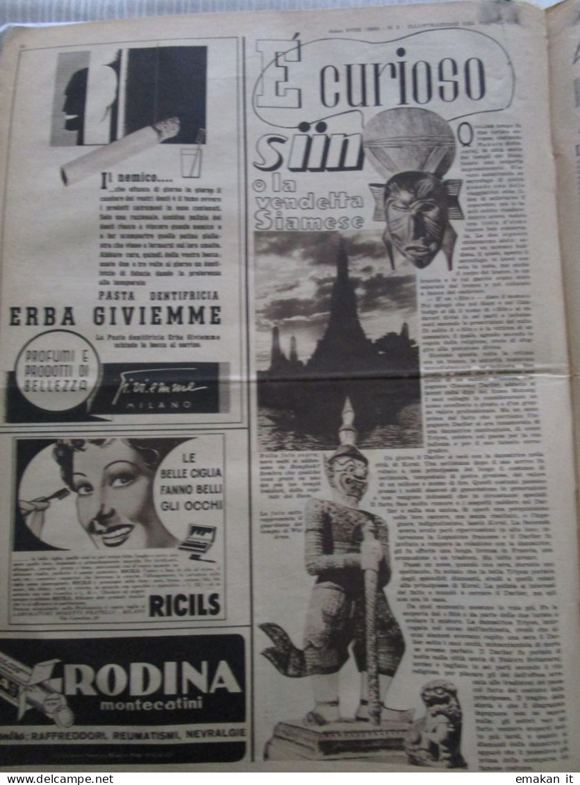 # ILLUSTRAZIONE DEL POPOLO N 2 /1938 / PASSO ROLLE / SIAM GUARDIANO TEMPIO WAT ARUN / BABBO NATALE - Prime Edizioni