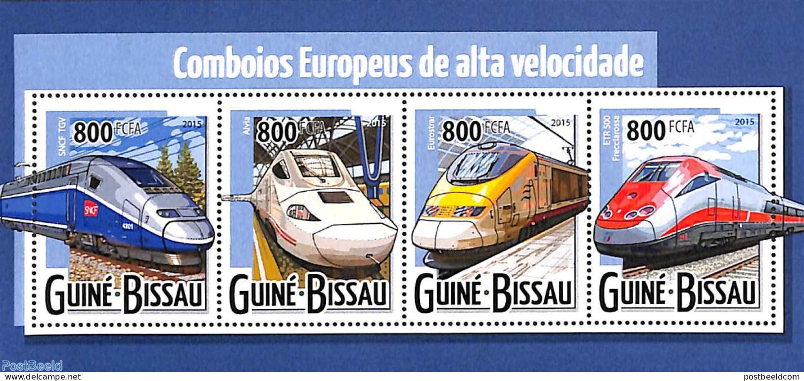 Guinea Bissau 2015 High Speed Trains 4v M/s, Mint NH, Transport - Railways - Eisenbahnen