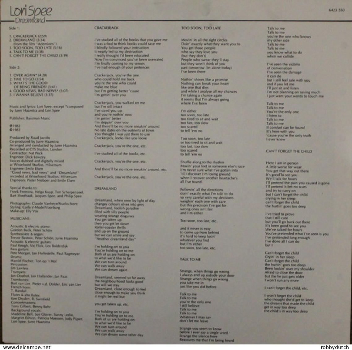 * LP *  LORI SPEE - DREAMLAND (Holland 1982 EX) - Disco, Pop