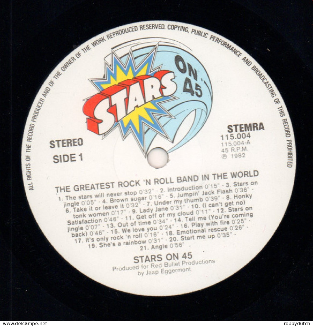 * 12"  Maxi *  STARS ON 45 - THE GREATEST ROCK 'N'  ROLL BAND IN THE WORLD (Holland 1982 EX) - 45 Rpm - Maxi-Singles