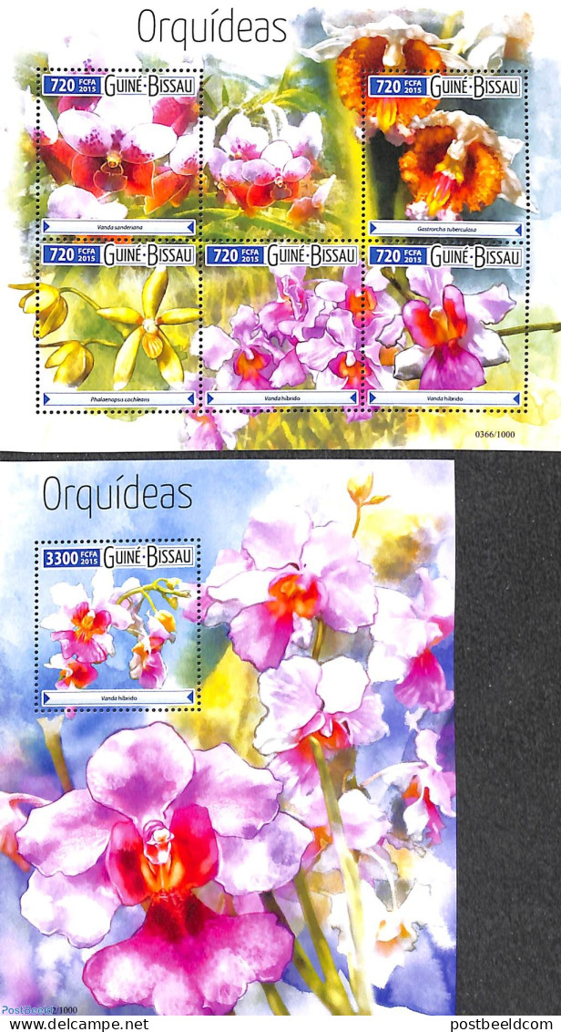 Guinea Bissau 2015 Orchids 2 S/s, Mint NH, Nature - Flowers & Plants - Orchids - Guinea-Bissau