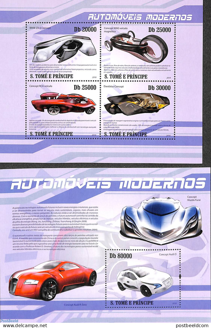 Sao Tome/Principe 2010 Modern Cars 2 S/s, Mint NH, Transport - Automobiles - Auto's