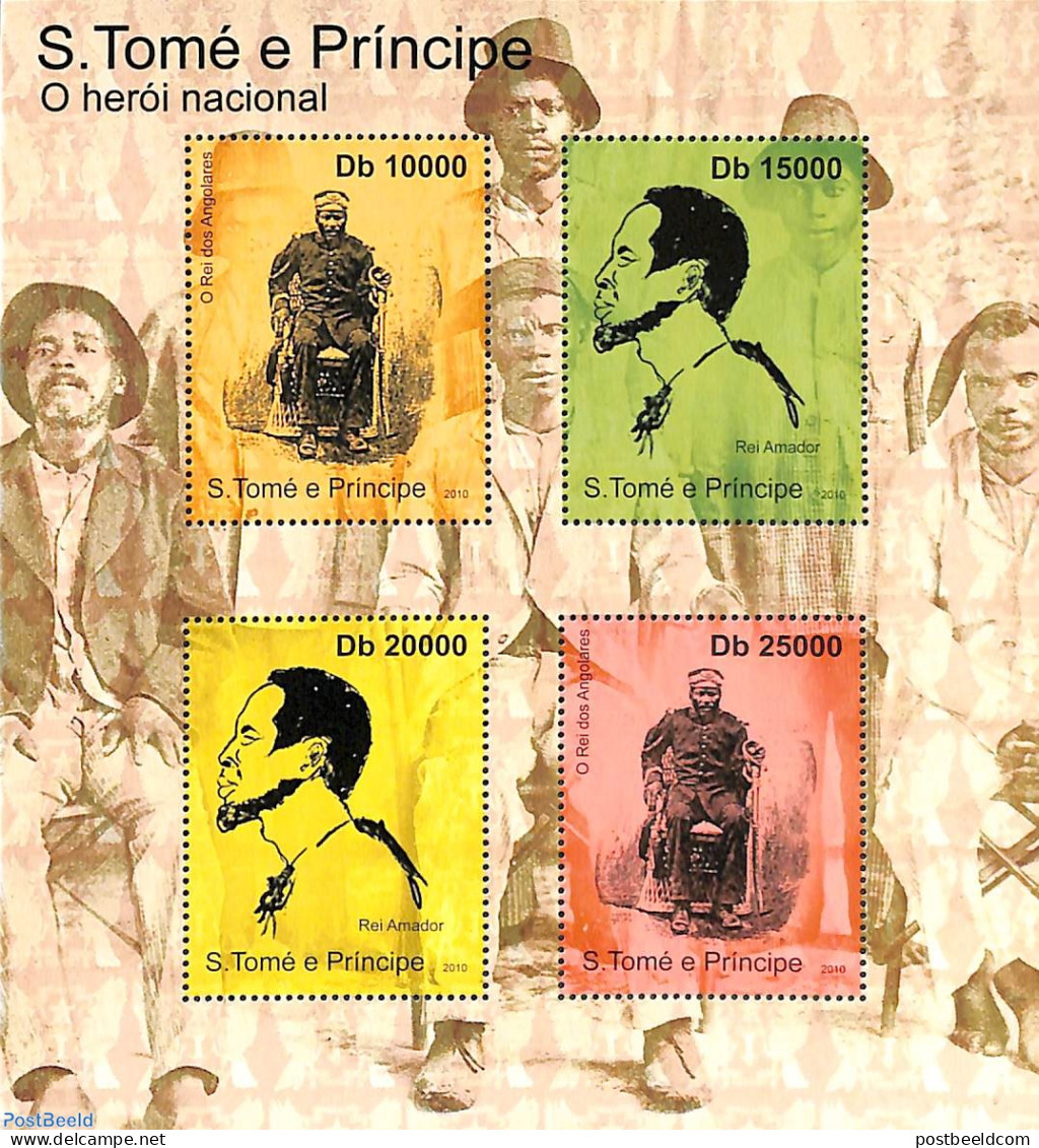 Sao Tome/Principe 2010 National Heroes 4v M/s, Mint NH, History - Kings & Queens (Royalty) - Königshäuser, Adel