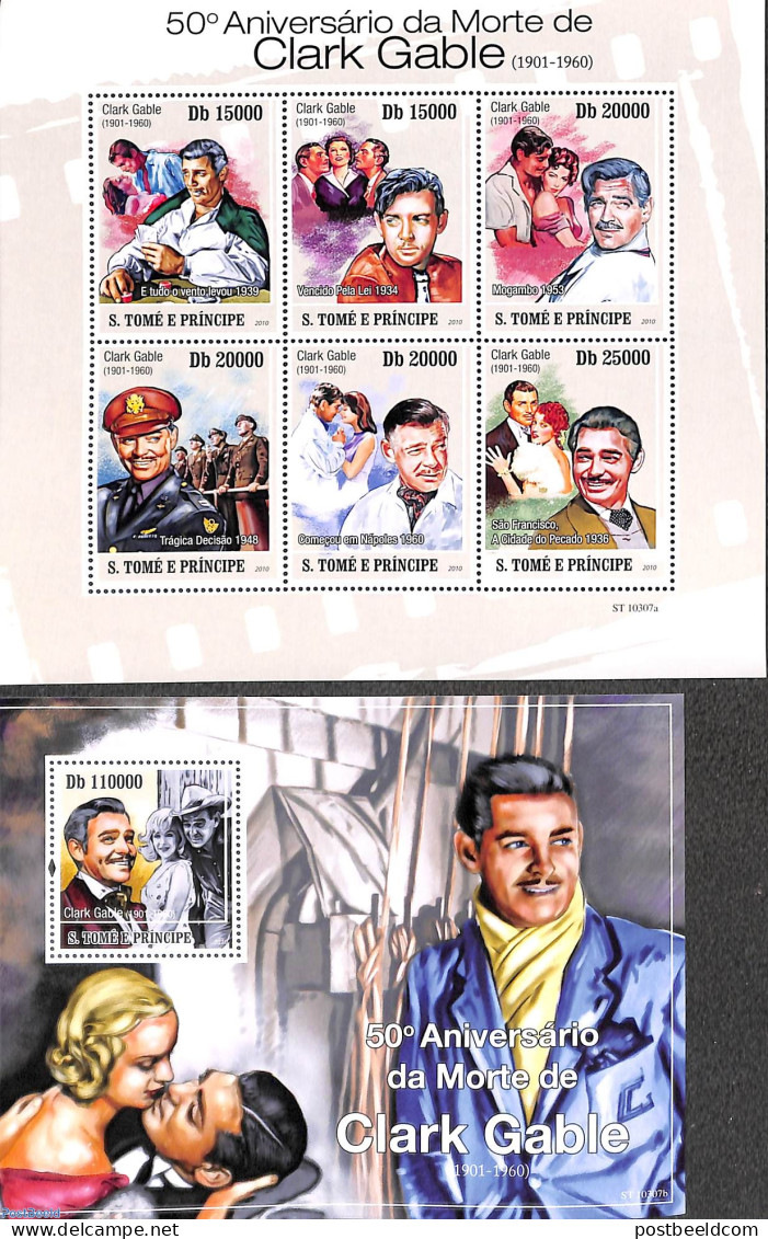 Sao Tome/Principe 2010 Clark Gable 2 S/s, Mint NH, Performance Art - Movie Stars - Attori