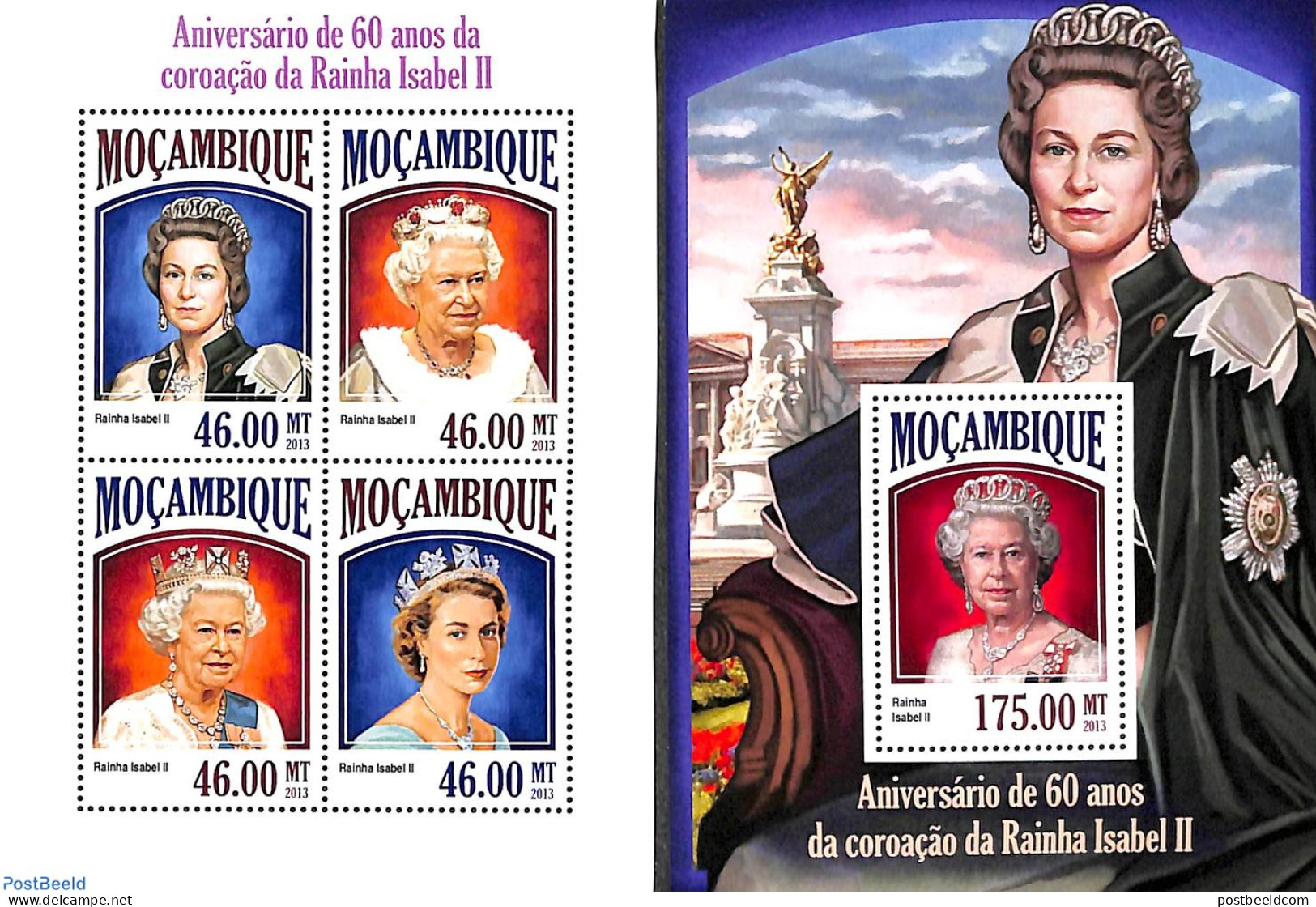 Mozambique 2013 Queen Elizabeth II, 2 S/s, Mint NH, History - Kings & Queens (Royalty) - Königshäuser, Adel
