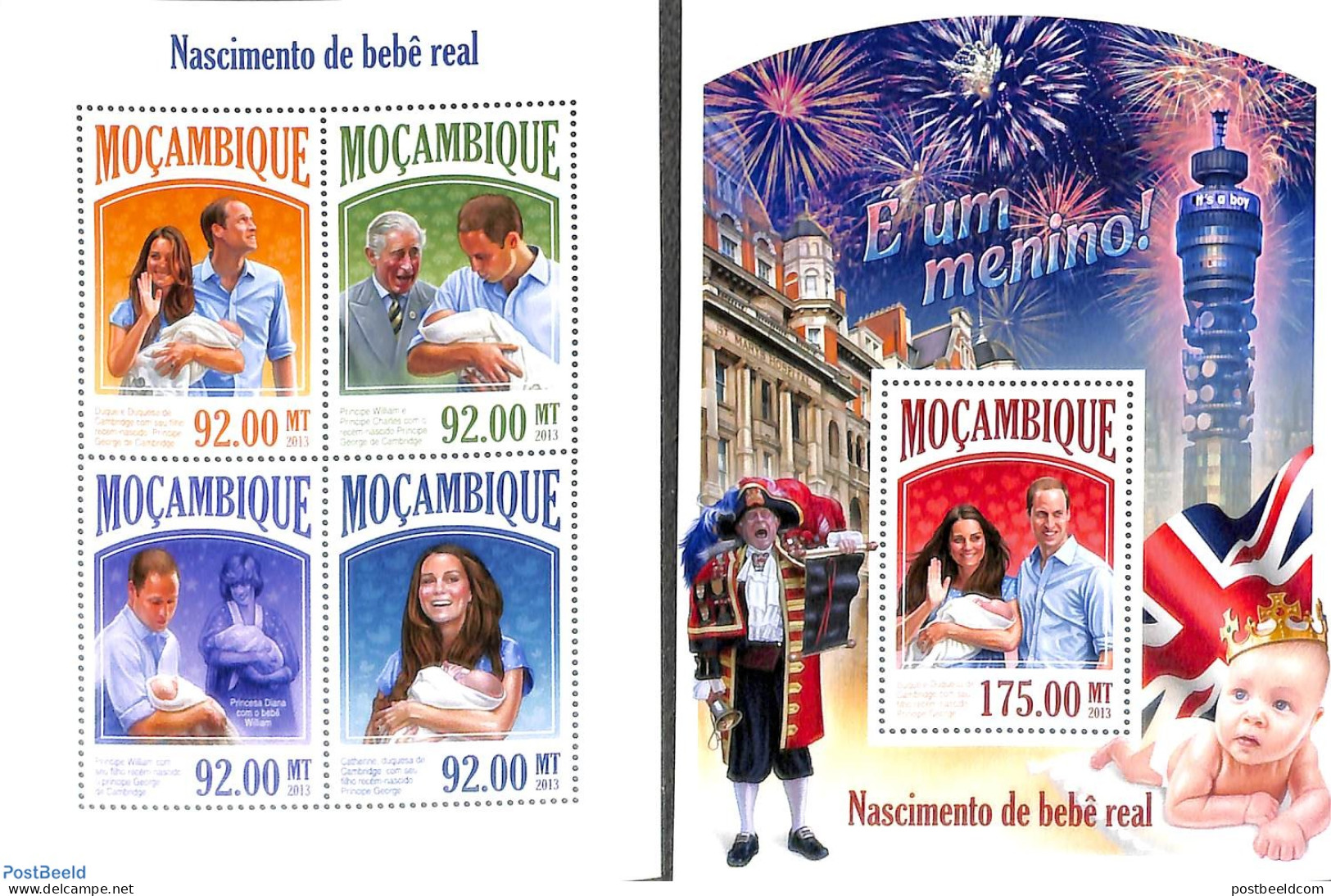Mozambique 2013 Royal Baby 2 S/s, Mint NH, History - Kings & Queens (Royalty) - Familles Royales