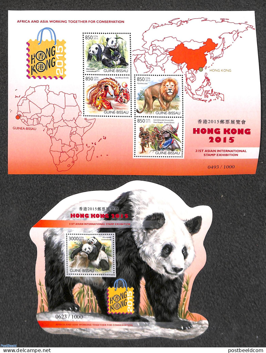 Guinea Bissau 2015 Hong Kong 2015 2 S/s, Mint NH, Nature - Various - Animals (others & Mixed) - Cat Family - Philately.. - Géographie