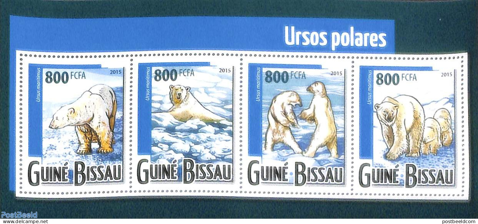 Guinea Bissau 2015 Polar Bears 4v M/s, Mint NH, Nature - Bears - Guinée-Bissau