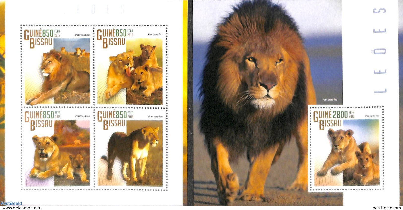 Guinea Bissau 2015 Lions 2 S/s, Mint NH, Nature - Cat Family - Wild Mammals - Guinée-Bissau