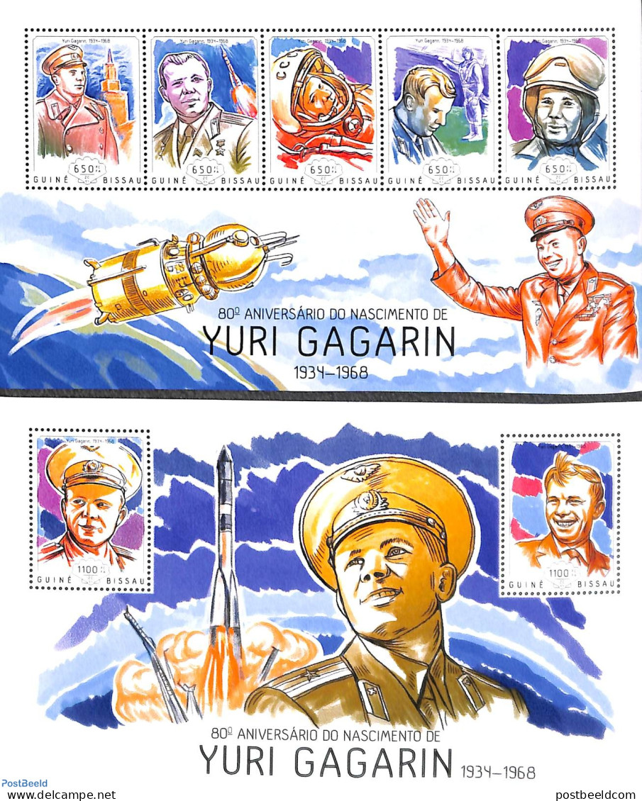 Guinea Bissau 2014 Yuri Gagarin 2 S/s, Mint NH, Transport - Space Exploration - Guinea-Bissau
