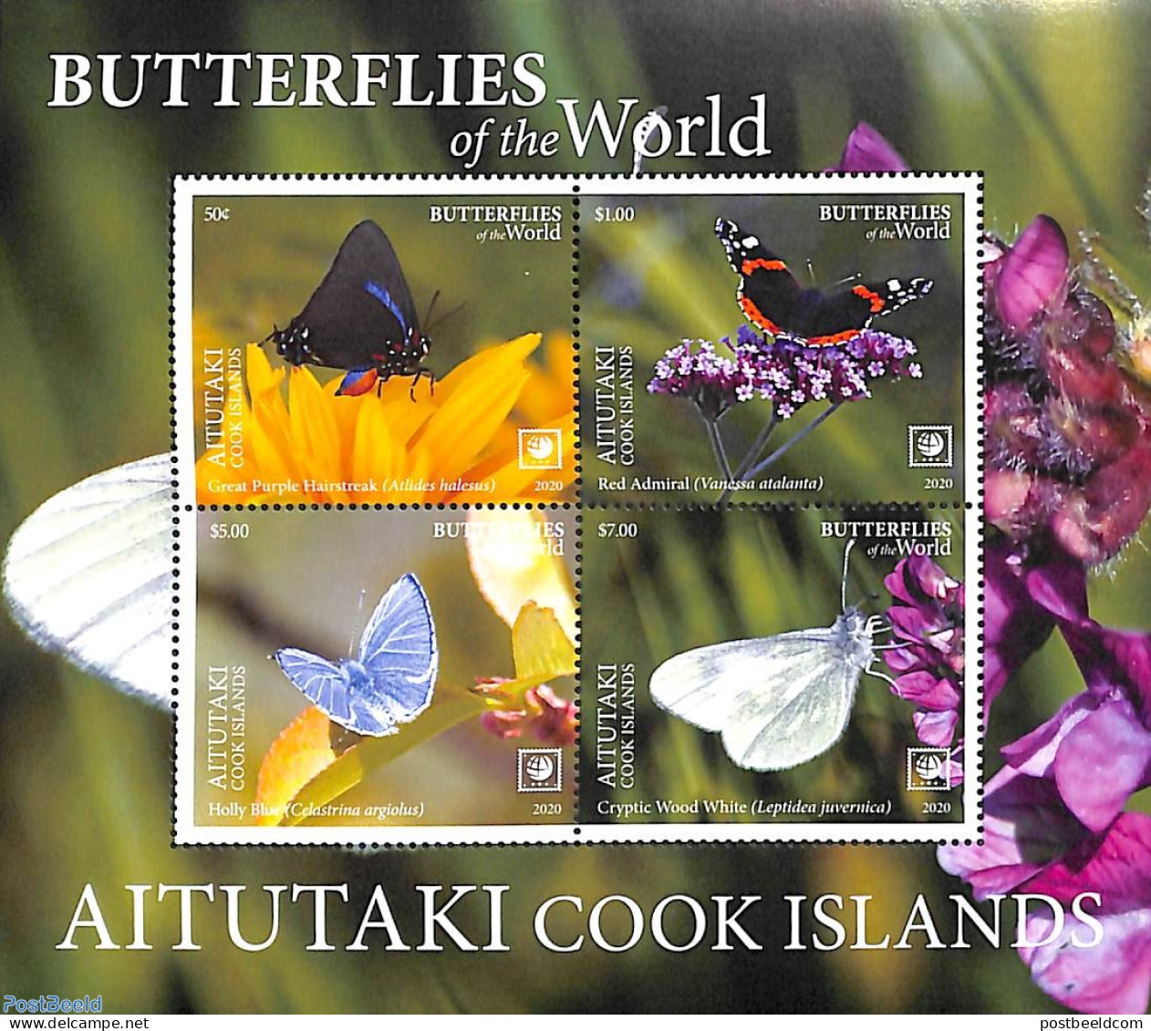 Aitutaki 2020 Butterflies 4v M/s, Mint NH, Nature - Butterflies - Aitutaki