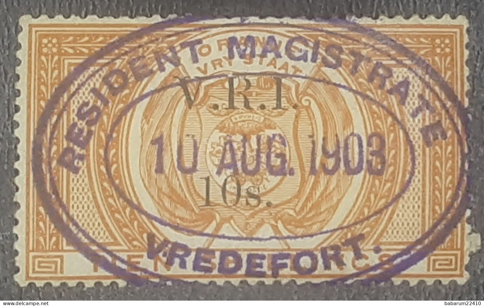 État Libre D Orange 1900 Fiscal 10 Shillings - Orange Free State (1868-1909)
