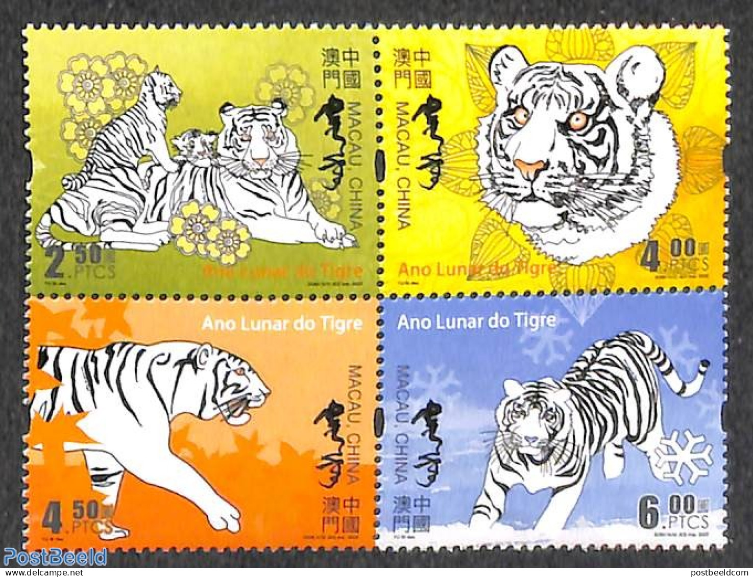 Macao 2022 Year Of The Tiger 4v [+], Mint NH, Nature - Various - Cat Family - New Year - Ongebruikt