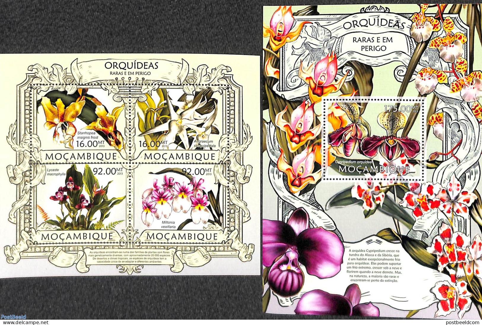 Mozambique 2013 Orchids 2 S/s , Mint NH, Nature - Flowers & Plants - Orchids - Mozambique