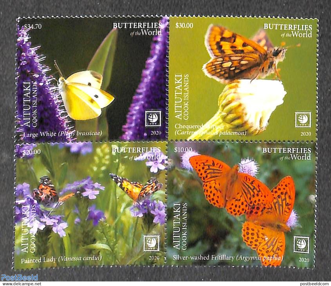 Aitutaki 2020 Butterflies 4v [+], Mint NH, Nature - Butterflies - Aitutaki