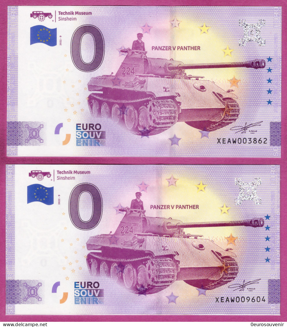 0-Euro XEAW 2022-9 TECHNIK MUSEUM SINSHEIM - PANZER V PANTHER Set NORMAL+ANNIVERSARY - Private Proofs / Unofficial