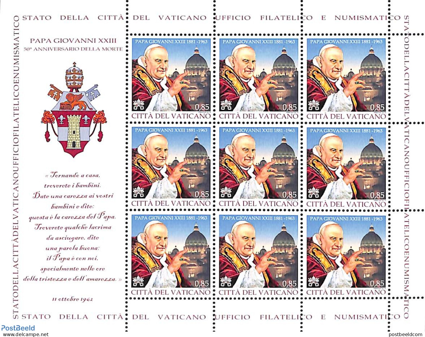 Vatican 2013 Philatelic & Numismatic Office M/s, Mint NH, Religion - Pope - Philately - Nuovi