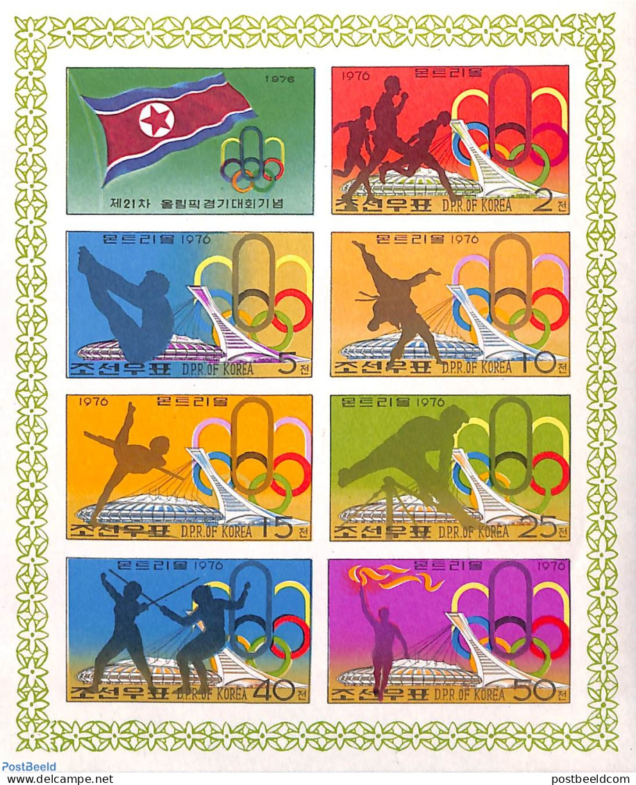 Korea, North 1976 Olympic Games 8v M/s, Imperforated, Mint NH, Sport - Athletics - Fencing - Judo - Olympic Games - Athletics