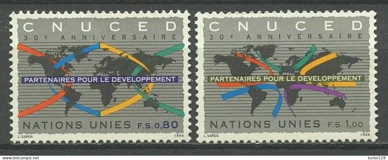N.U. GENEVE 1994 N° 279/280 ** Neufs MNH  Superbes C 3.60 € CNUCED Commerce Développement - Ongebruikt