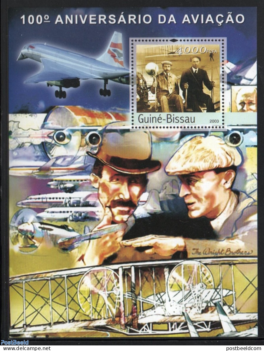 Guinea Bissau 2003 Wright Brothers S/s, Mint NH, Transport - Concorde - Aircraft & Aviation - Concorde