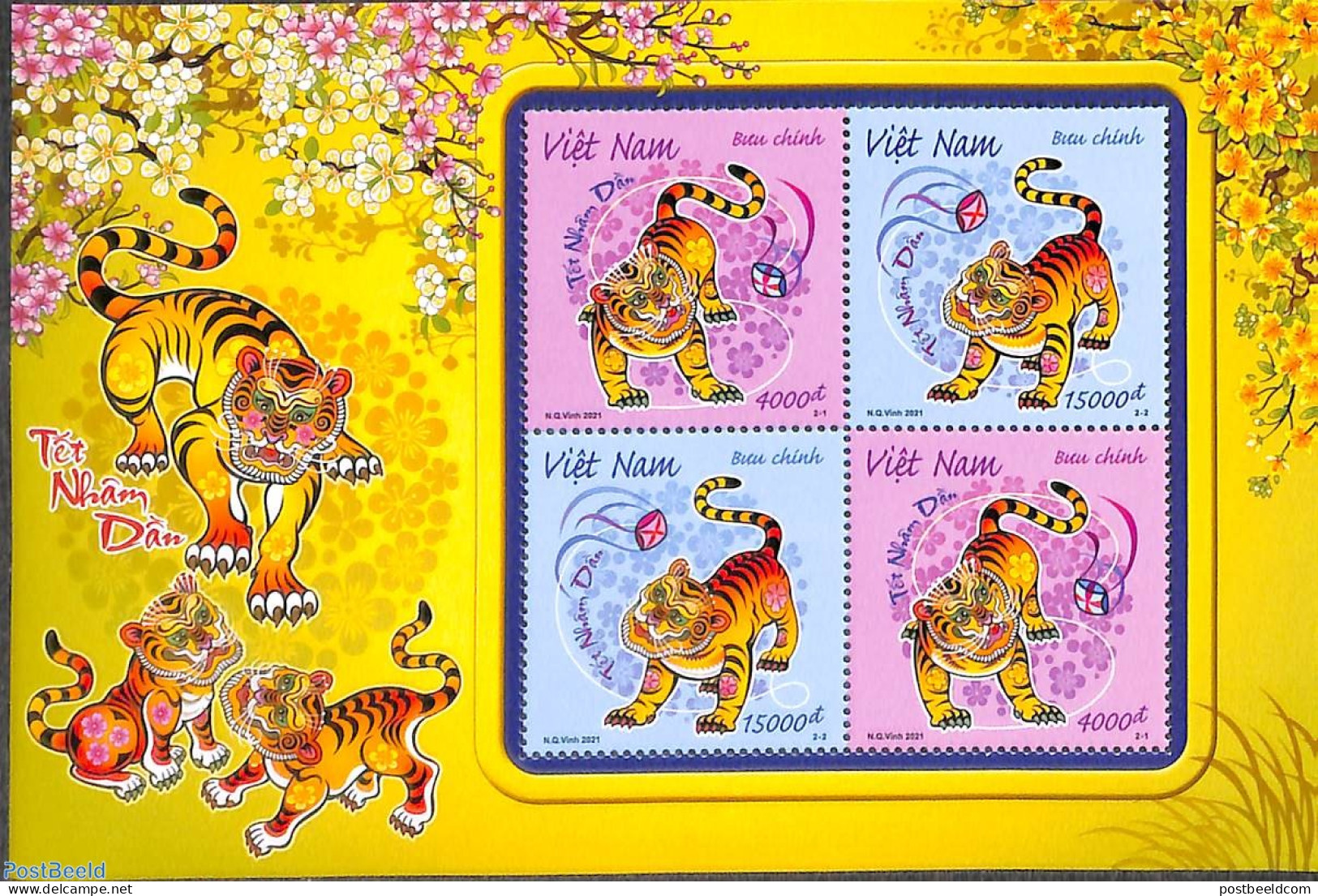 Vietnam 2021 Year Of The Tiger S/s, Mint NH, Nature - Various - Cat Family - New Year - Anno Nuovo
